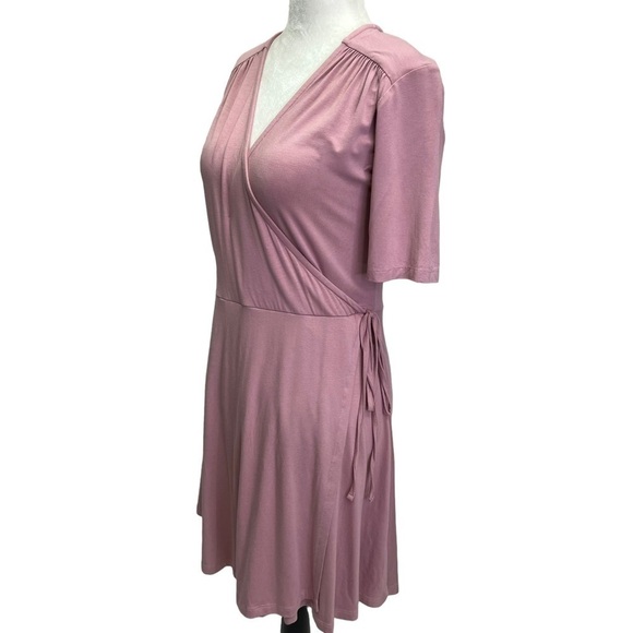Asos Pink Short Sleeve Jersey Wrap Dress Size S - Picture 4 of 11